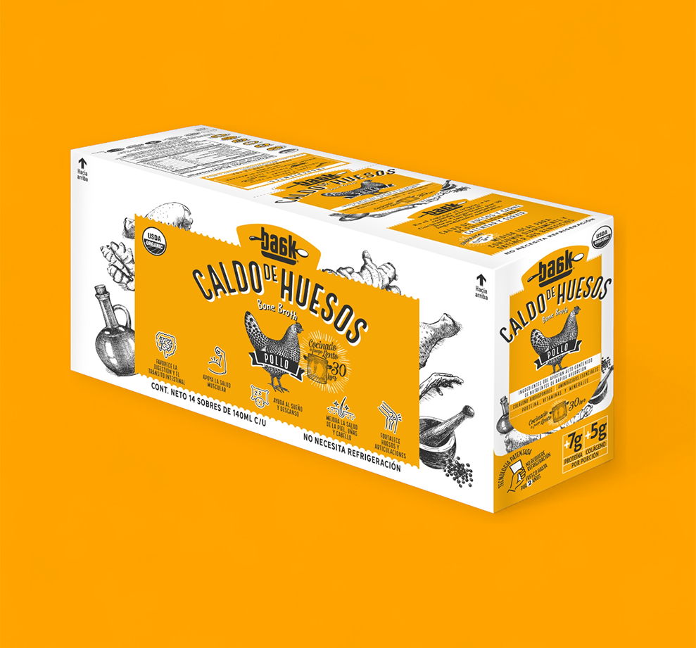 Caja de Caldo de Huesos de Pollo para personas | 14 Pouches
