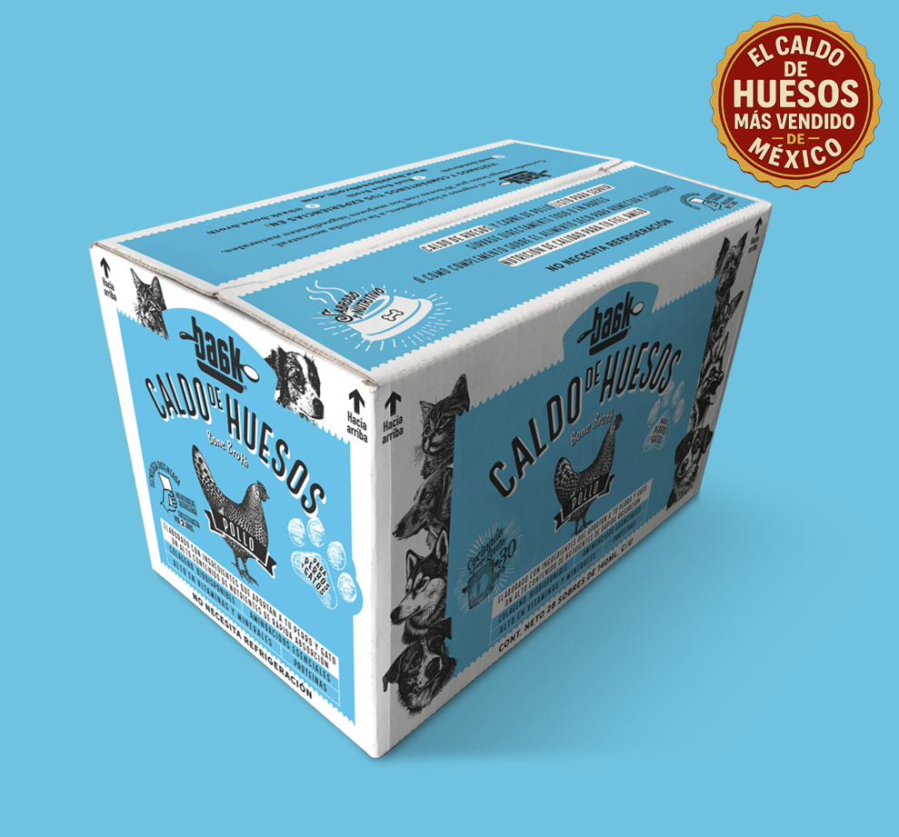 Caja de Caldo de Huesos de Pollo para Perros y Gatos