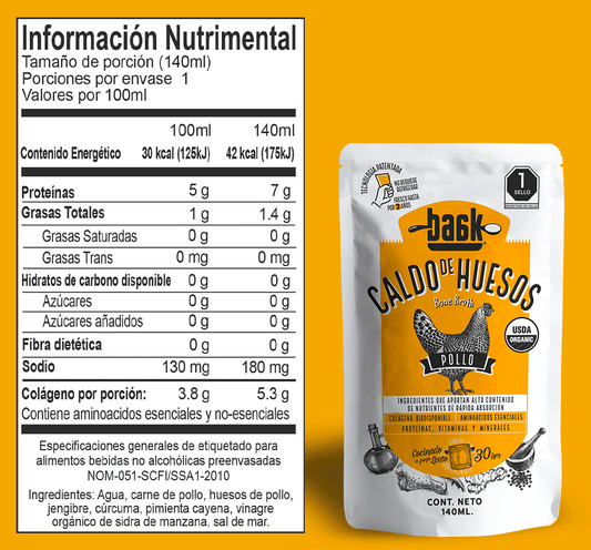 Caja de Caldo de Huesos de Pollo para personas