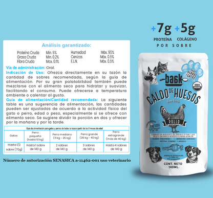 Caja de Caldo de Huesos de Pollo para Perros y Gatos