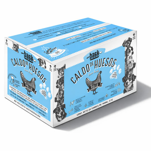 Caja de Caldo de Huesos de Pollo para Perros y Gatos